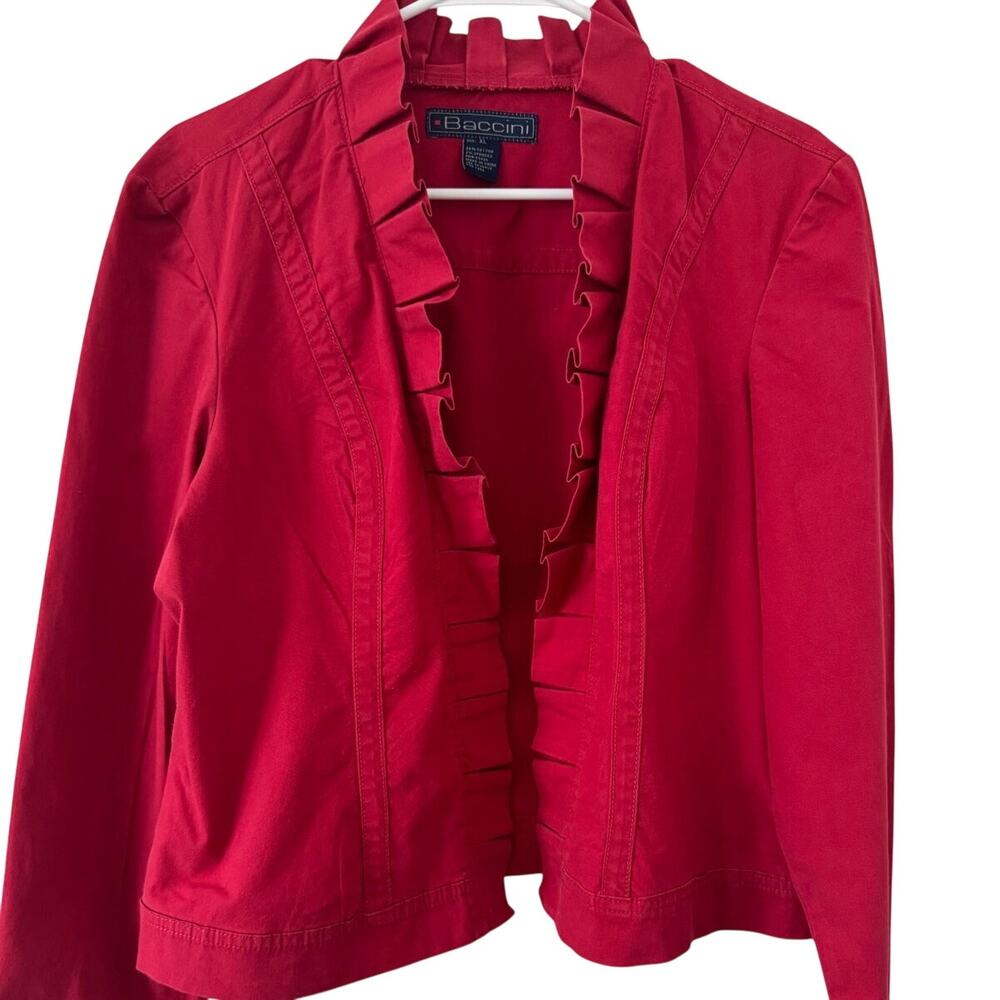 Y2K Baccini Red Ruffle Front Jacket - Size XL - Picture 5 of 7